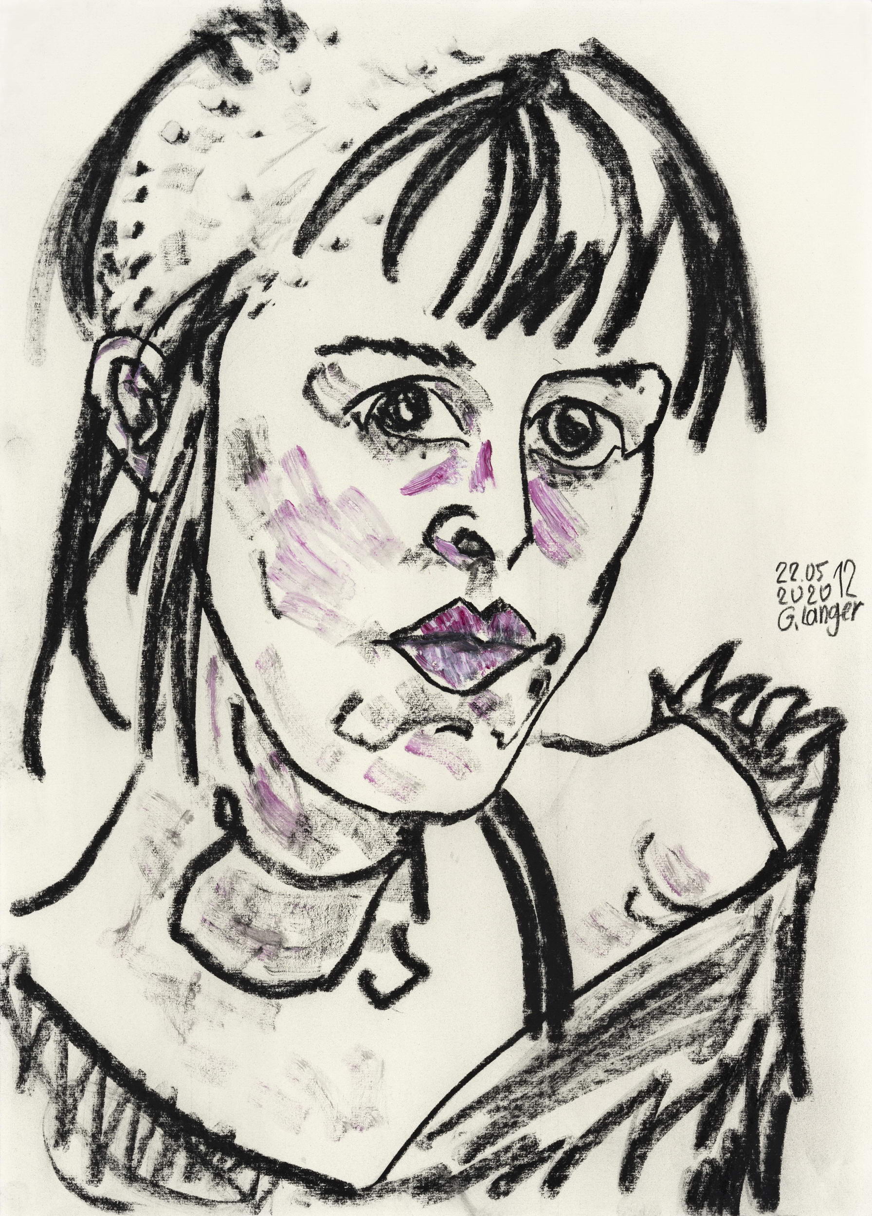 Gunter Langer, Mädchenportrait, 2020, Zeichnung, Zeichenpapier, 70 x 50 cm